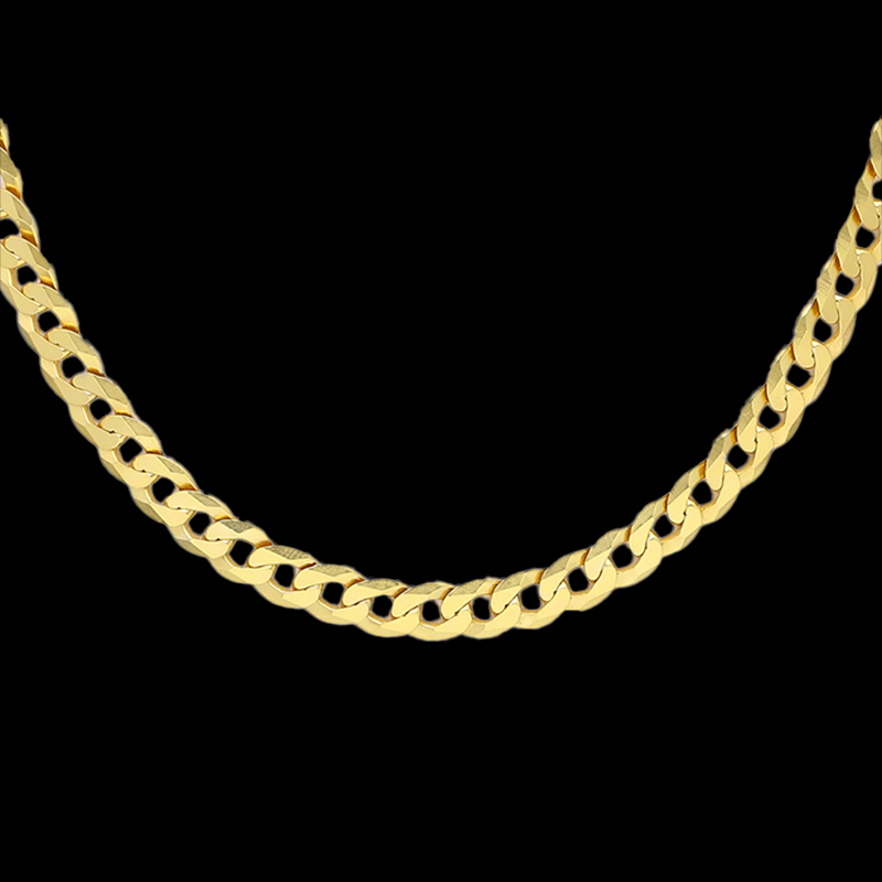 Sterling Silver Curb Chain, Plated with 0.5 Micron 18K Yellow Gold - 5mm