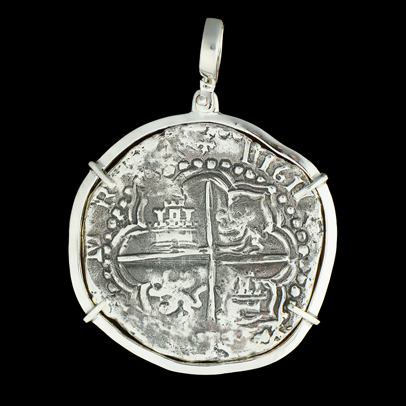 Atocha Jewelry - Extra Large Potosi Silver Coin Pendant w/Sterling Silver Frame