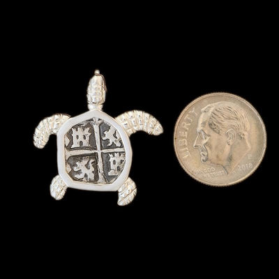 Atocha Jewelry - Small Silver Coin Sterling Silver Turtle Pendant