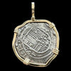 Atocha Jewelry - Large Pieces of 8 Silver Coin with Date Pendant with 14K Gold Wrap Frame